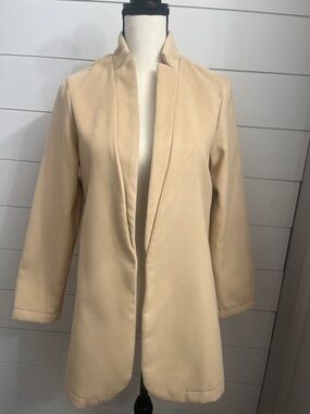 Women's Cream Open-Front Longline Blazer